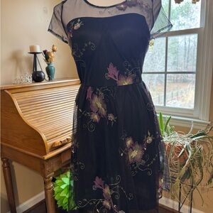 ModCloth Elegant Black Floral Dress